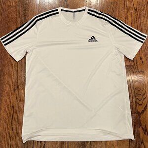 NWOT Adidas White with Black Stripe Short Sleeve